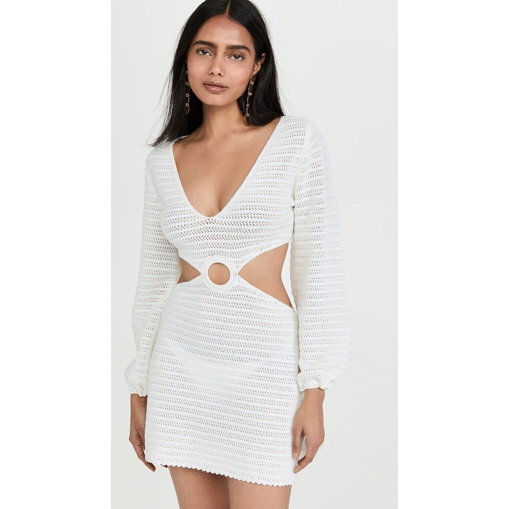 Devon Windsor Fallon Dress Women's Size Large Off White Mini Knit Swim Cover-Up